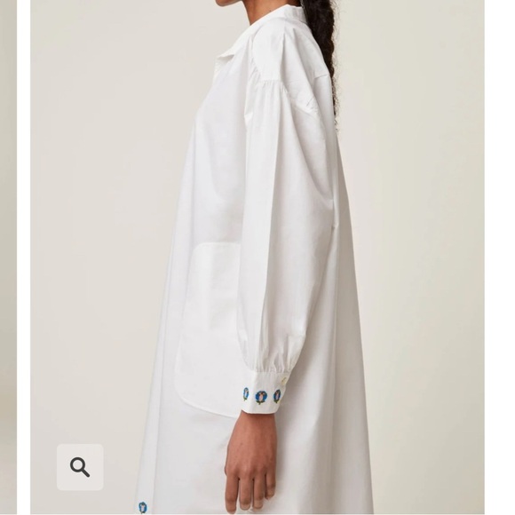 Moismont Maelle Dress N°735 Poplin White - Flower embroidery - Picture 9 of 11